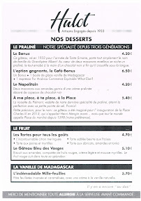 Restaurant Restaurant Pâtisserie Hulot à Nancy (la carte)
