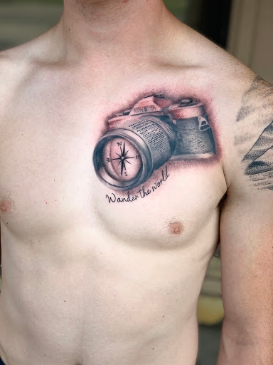 Explore baby yoda tattoo ideas, creative tattoo ideas in Roscoe, available at Elevated Ink Tattoo