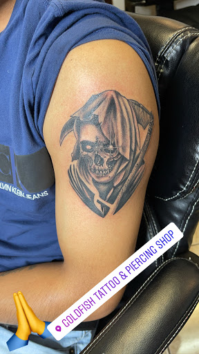 Explore native american sleeve tattoo ideas, creative tattoo ideas in Atlanta, available at Gold Fish Tattoo And Body Piercing