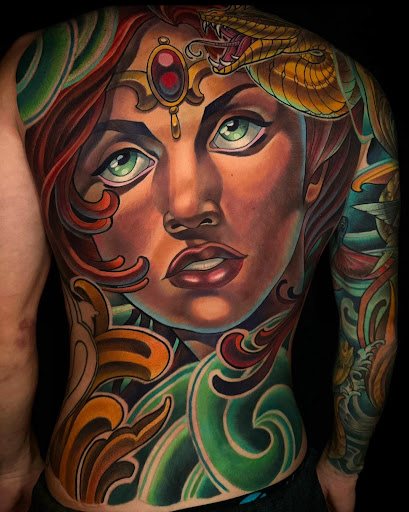 Explore curly hair tattoo ideas, creative tattoo ideas in San Diego, available at Remington Tattoo Parlor