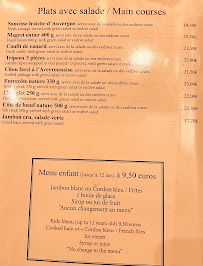 Carte du Restaurant Le Plomb du Cantal à Paris