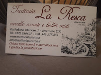 Restaurant italien Trattoria La Resca à Vescovato (le menu)