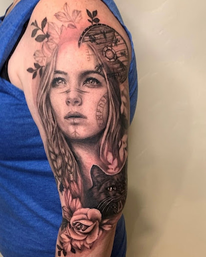 Explore girlfriend name tattoo ideas on chest, creative tattoo ideas in Orem, available at Painted Temple Tattoo