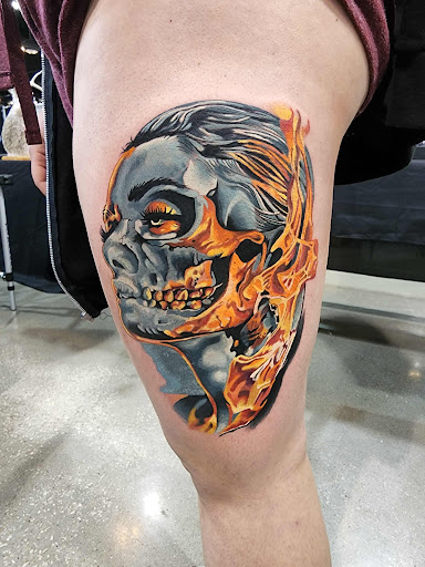 Explore womens leg sleeve tattoo ideas, creative tattoo ideas in Kansas City, available at Divine Tattoo Parlor