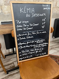 Kémia à Paris menu