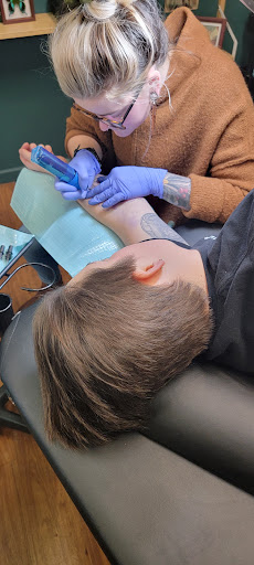 Explore gas mask tattoo ideas, creative tattoo ideas in Troy, available at Ironclad Tattoo Co.