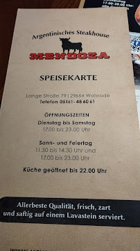 Restaurant de grillades à l'américaine Steakhouse Mendoza à Walsrode - menu / carte