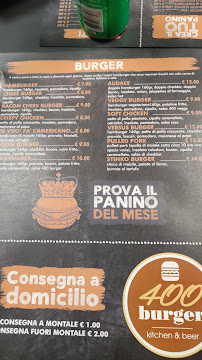 Menu / carte de 400 Burger Hamburgeria e Birreria à Montale