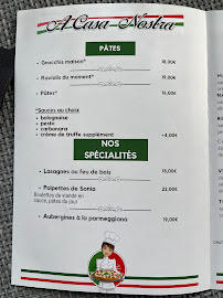 Restaurant italien A Casa Nostra à Antibes - menu / carte