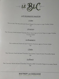 Le BLC - Bistrot La Cozanne à Nolay menu