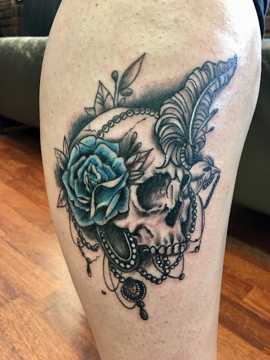 Explore star tattoo sleeve ideas, creative tattoo ideas in Covington, available at Cupid Slave Tattoo Company