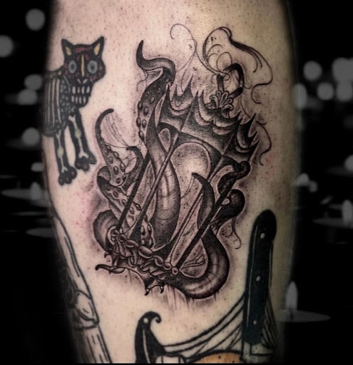 Explore aztec sleeve tattoo ideas for men, creative tattoo ideas in Modesto, available at Dying Art Tattoo