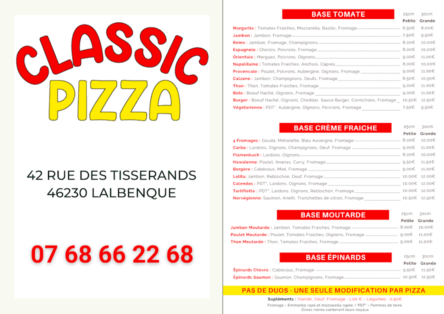 Classic Pizza à Lalbenque