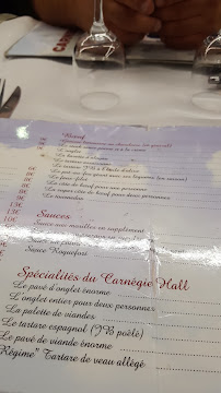 Carnegie Hall à Lyon menu