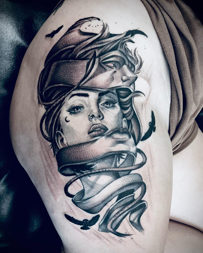 Explore tombstone tattoo ideas, creative tattoo ideas in Ambler, available at Tattoo GalaxyAmbler Piercing & Custom Tattoos