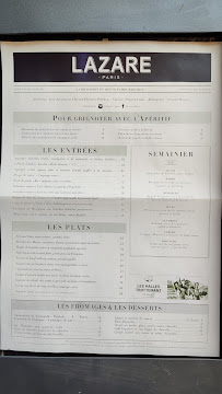 Restaurant français Brasserie Lazare Paris à Paris (la carte)
