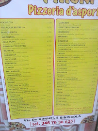 Pizzeria 4 Mori à Siniscola carte