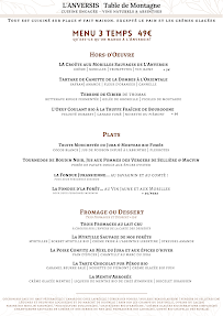 Menu / carte de L' Anversis Table de Montagne | Vins Naturels et Absinthes à Lamoura