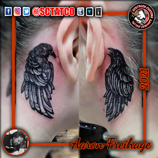 Explore front of neck tattoo ideas, creative tattoo ideas in Fayetteville, available at Southern Customs Tattoo Company