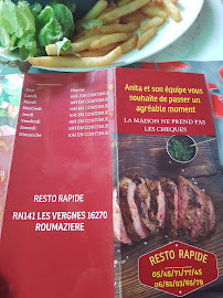 Menu / carte de Resto Rapide à Roumazières-Loubert