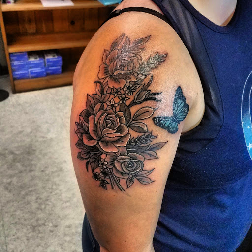 Explore american flag sleeve tattoo ideas, creative tattoo ideas in Hudson Falls, available at ALTERED ADDICTION TATTOOS