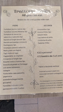 Carte du Trattoria Emilia all you can eat à Savignano sul Panaro