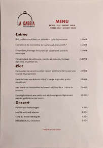 Menu / carte de La Gabbia (Restaurant) à Mouans-Sartoux
