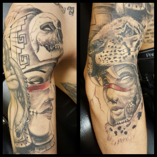 Explore half sleeve tattoo cover up ideas, creative tattoo ideas in Savannah, available at Tatlyfe Studios