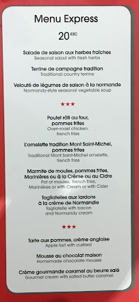 Restaurant La Confiance à Le Mont-Saint-Michel menu