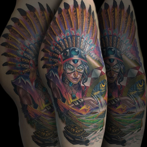 Explore pec tattoo ideas, creative tattoo ideas in Virginia Beach, available at Studio Evolve
