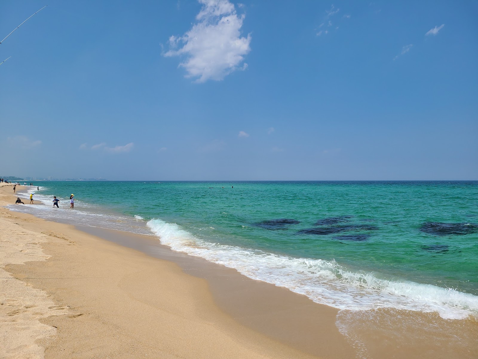Sacheonjin Beach'in fotoğrafı parlak kum yüzey ile