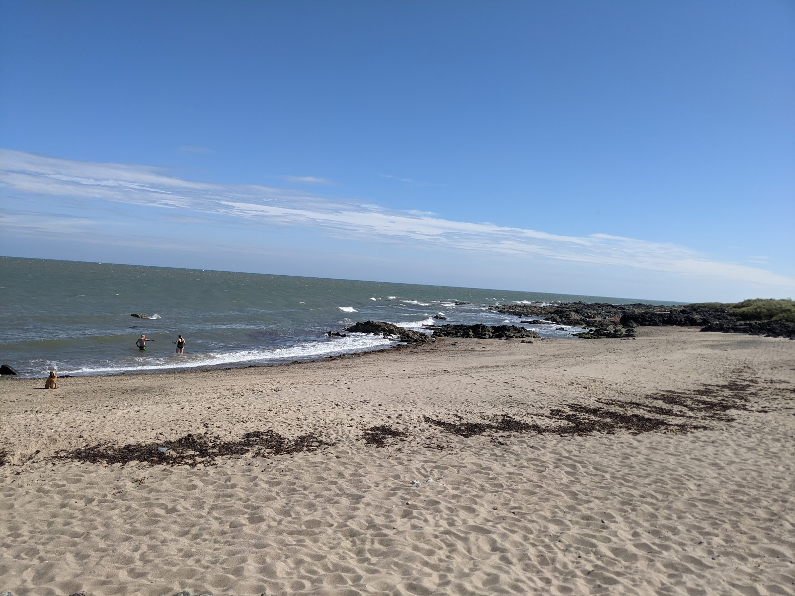 Foto di St.Helens Bay Beach con una superficie del sabbia beige e ciottoli