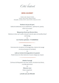 Menu du Atelier des quais à Cognac