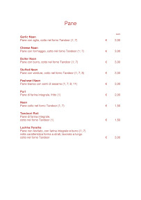 Restaurant indien Ristorante Indiano Shiva à Milan (le menu)