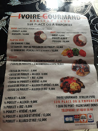Menu / carte de L'Ivoire Gourmand à Saint-Denis