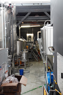 Brewing tanks in a taproom