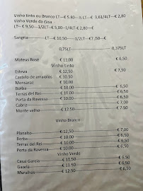 Menu du Taberna dos Clérigos à Lisbon