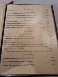 Restaurant français Auberge la Coquille à Vézelay (le menu)