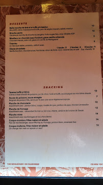 Restaurant Brasserie Chacha à Paris (la carte)