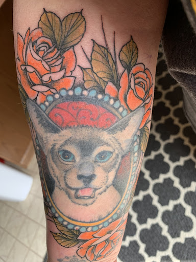 Explore patch sleeve tattoo ideas, creative tattoo ideas in Toledo, available at Lake Erie Studio