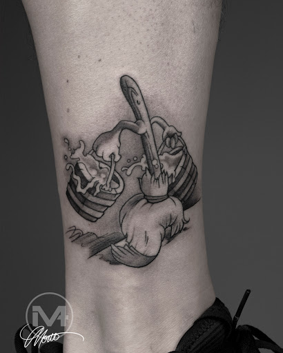 Explore woman leg tattoo ideas, creative tattoo ideas in Greenwood, available at Vault 74 Tattoo, LLC