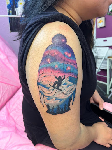 Explore american traditional elbow tattoo ideas, creative tattoo ideas in Sioux City, available at Inkspired Atelier