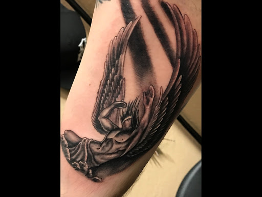 Explore black sleeve tattoo ideas, creative tattoo ideas in Copperas Cove, available at Black Moon Tattoo Company