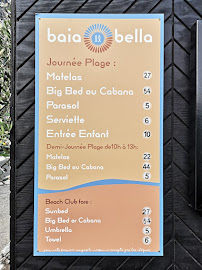 Restaurant Baia Bella à Beaulieu-sur-Mer (la carte)