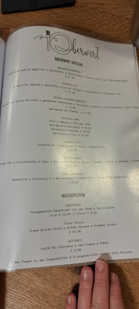 Oberwirt Perach à Perach menu