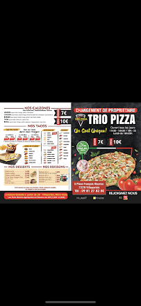 Menu / carte de Trio Pizza à Villeparisis