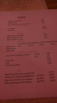 Mazurka à Paris menu