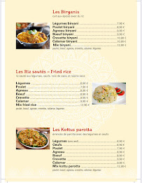 Menu du NS Indian Food à Pontoise