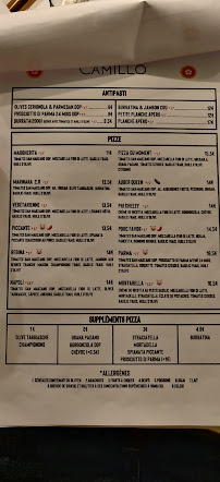 Menu du Camillo - Pizzeria Grenoble à Grenoble