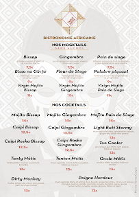 Table Métis - Bistronomie Africaine à Paris carte